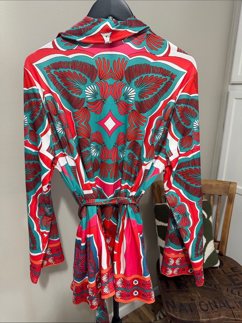 HALFHEART 2-Piece Printed Kimono & Wide-Leg Pants Set L Colorful Resort - Picture 6 of 9